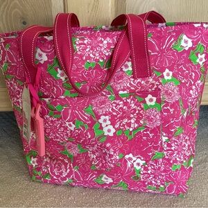 Lilly Pulitzer Pink and Green Floral Tote